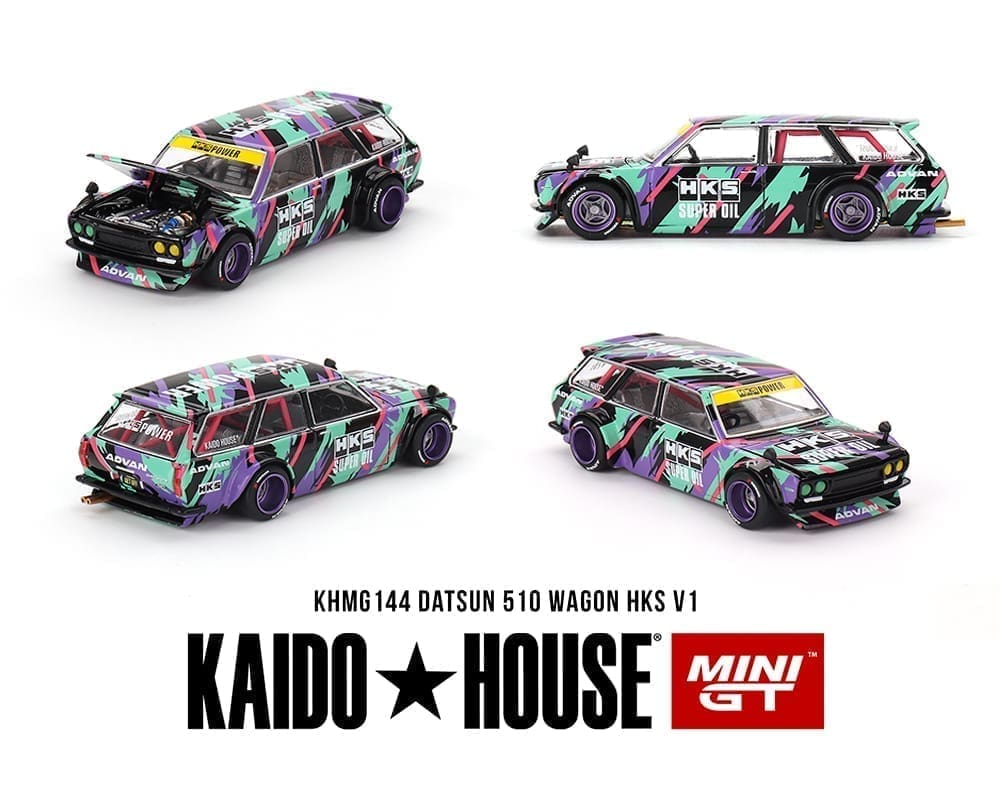 KAIDO HOUSE X MINIO GT - HKS 1:64 DATSUN KAIDO 510 WAGON HKS V1 - OIL SPLASH